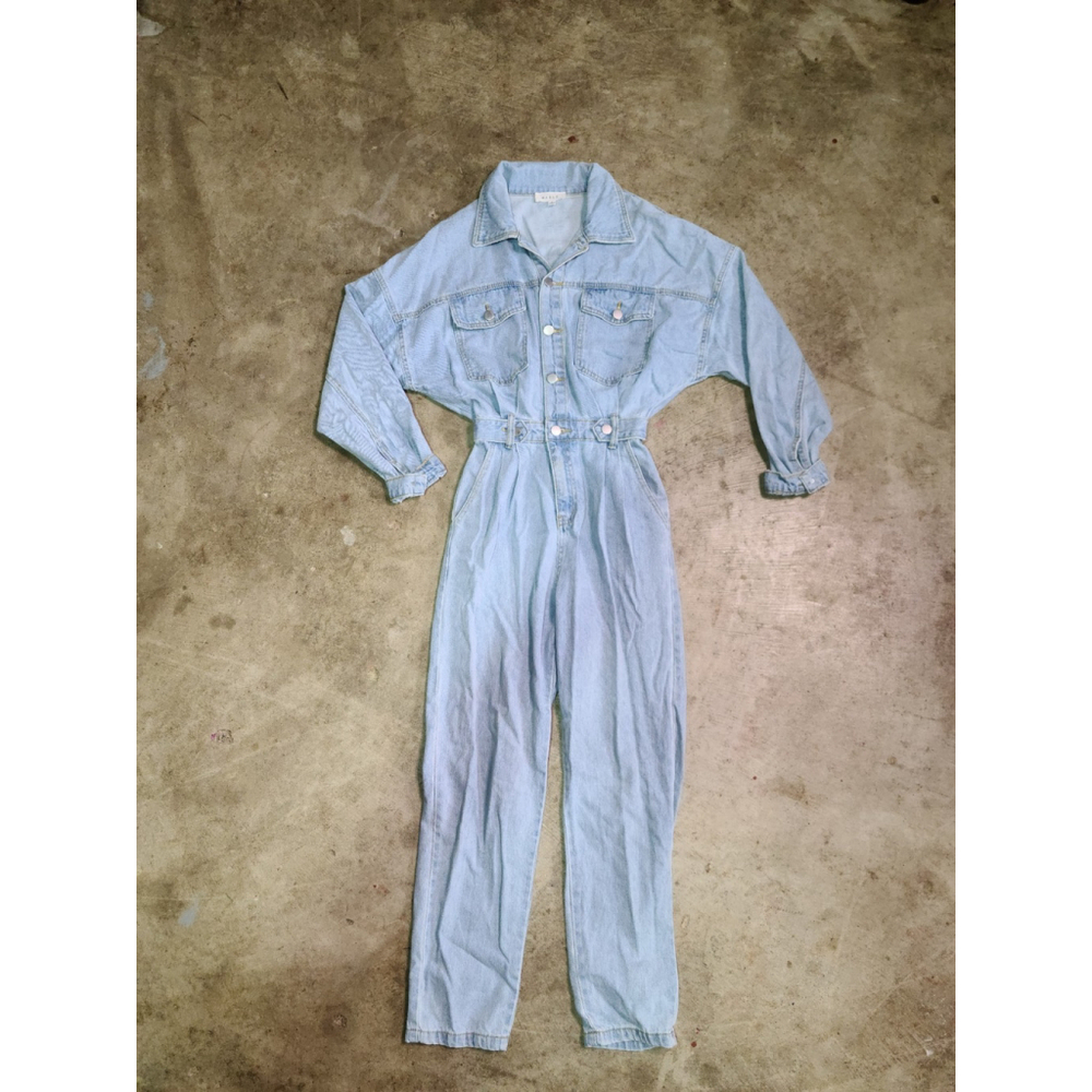 Light Wash Denim Jumpsuit - Casual One-Piece